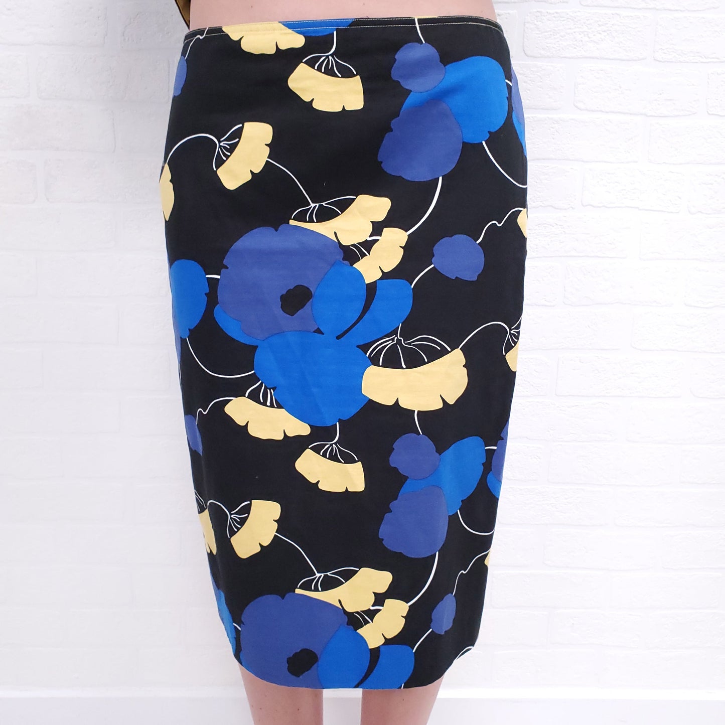 MARNI BLUE AND YELLOW FLORAL PEPLUM SKIRT SET - SIZE 42