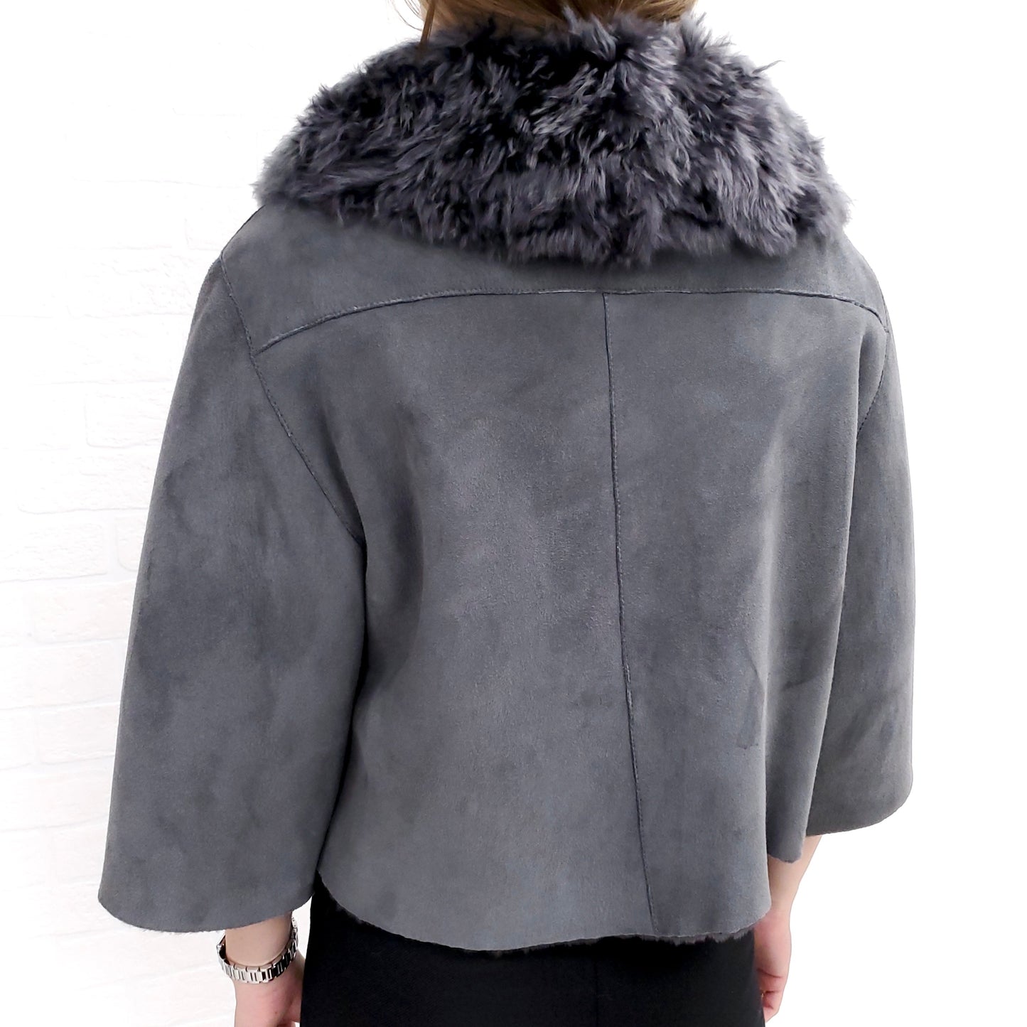 DOLCE & GABBANA SHEARLING JACKET WITH FUR COLLAR  - SIZE 38 (US 6)