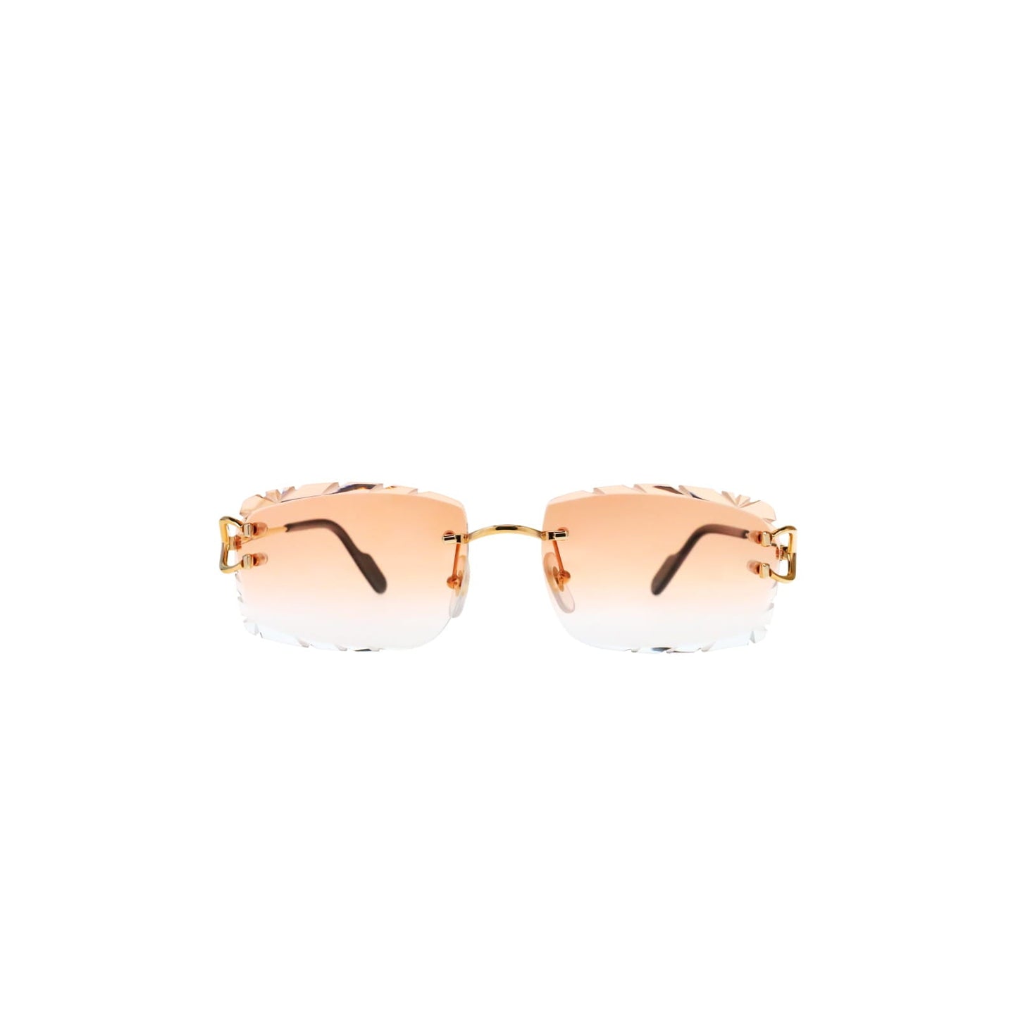 Cartier Custom Vintage Double C Diamond Cut Brooklyn Gold Sunglasses by MEG