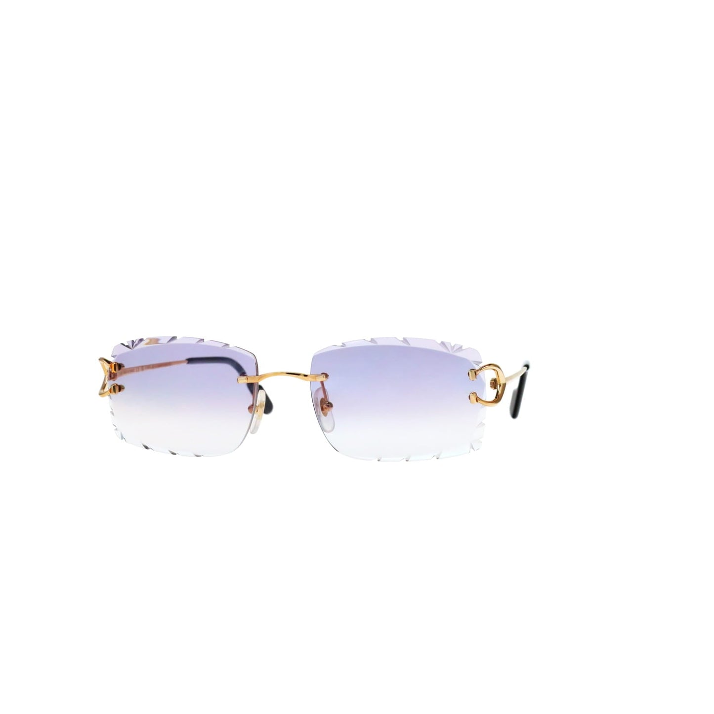Cartier Custom Vintage Double C Diamond Cut Brooklyn Gold Sunglasses by MEG