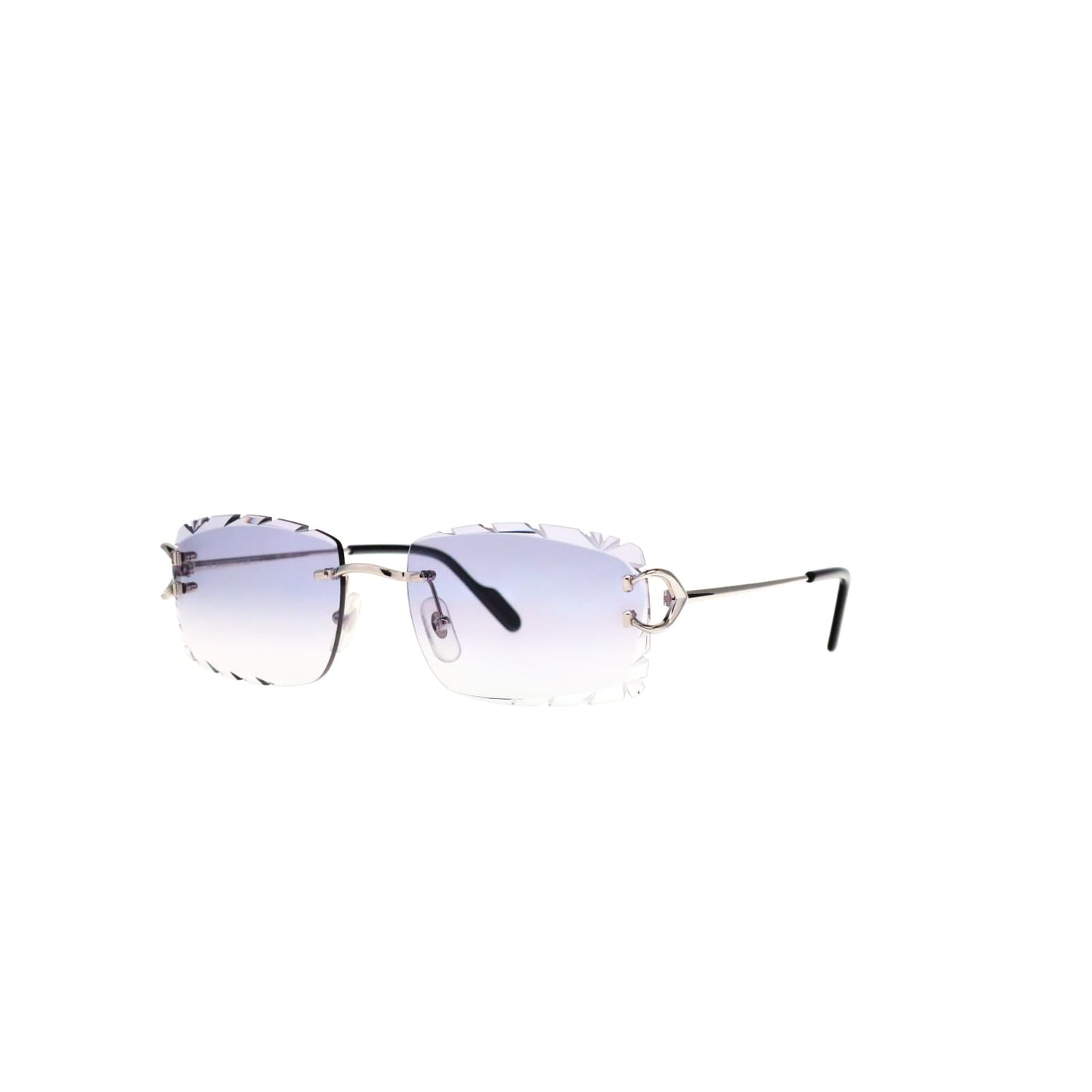 Cartier Custom Vintage Double C Diamond Cut Brooklyn Platinum Sunglasses by MEG