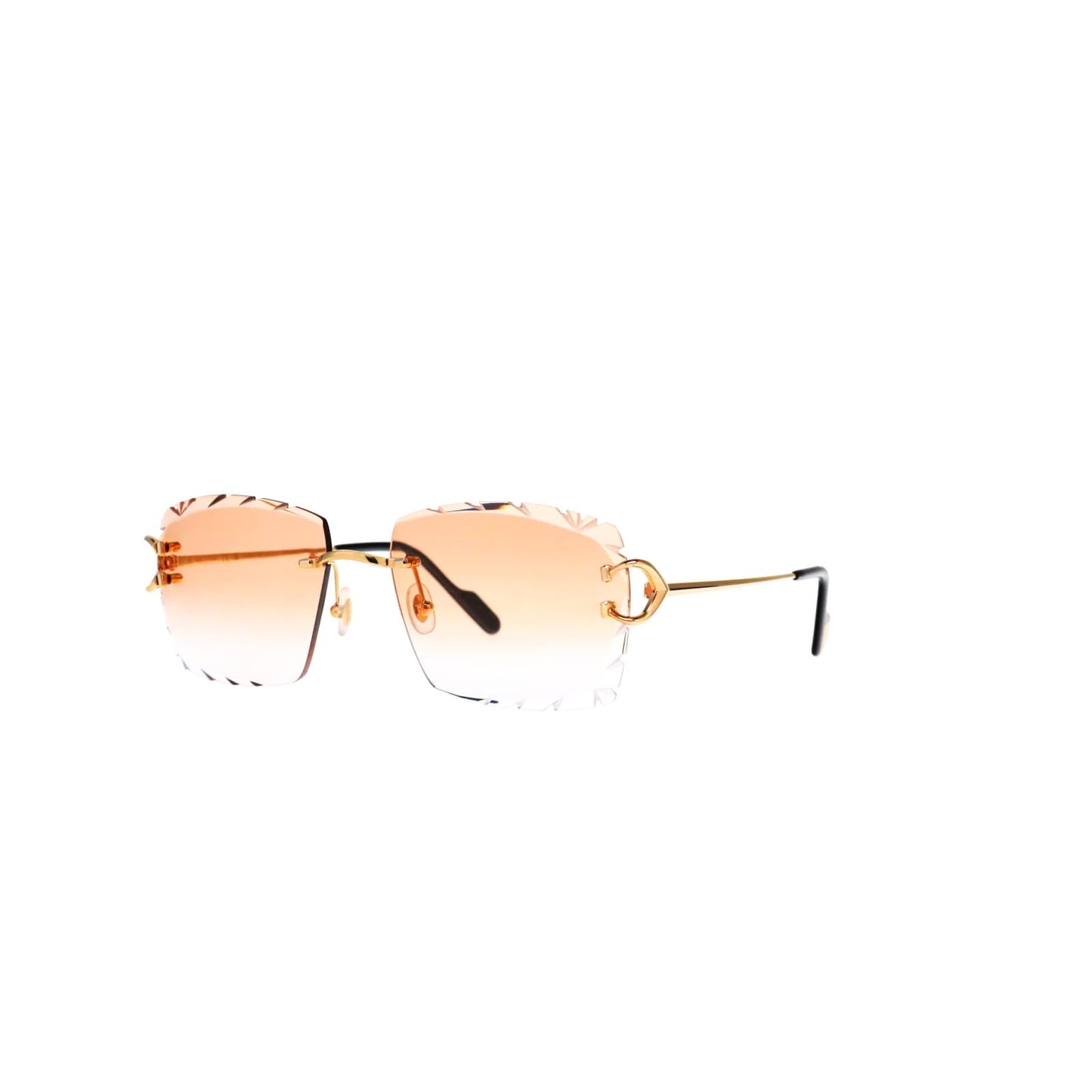 Cartier Custom Vintage Double C Diamond Cut Mykonos Gold Sunglasses by MEG