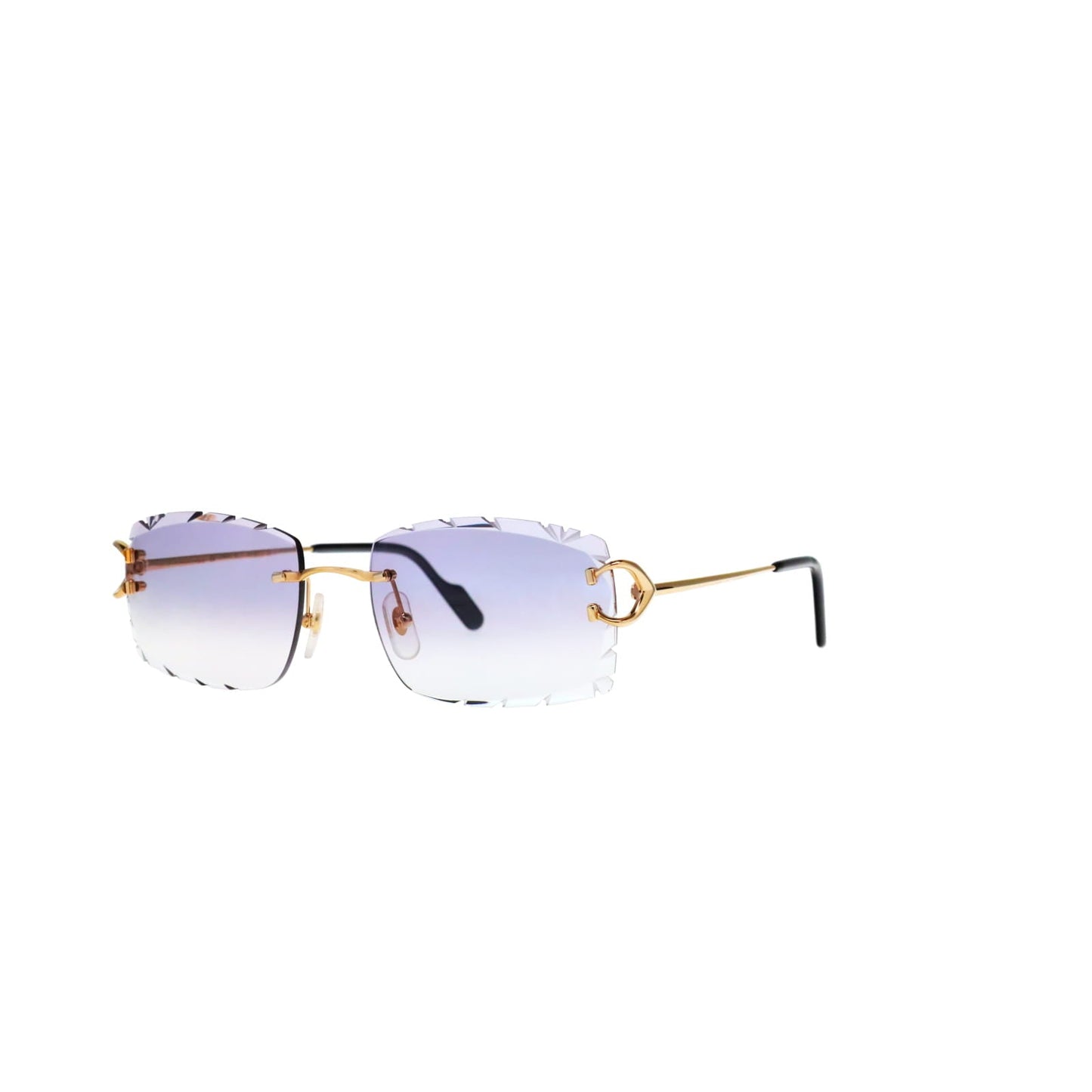 Cartier Custom Vintage Double C Diamond Cut Brooklyn Platinum Sunglasses by MEG