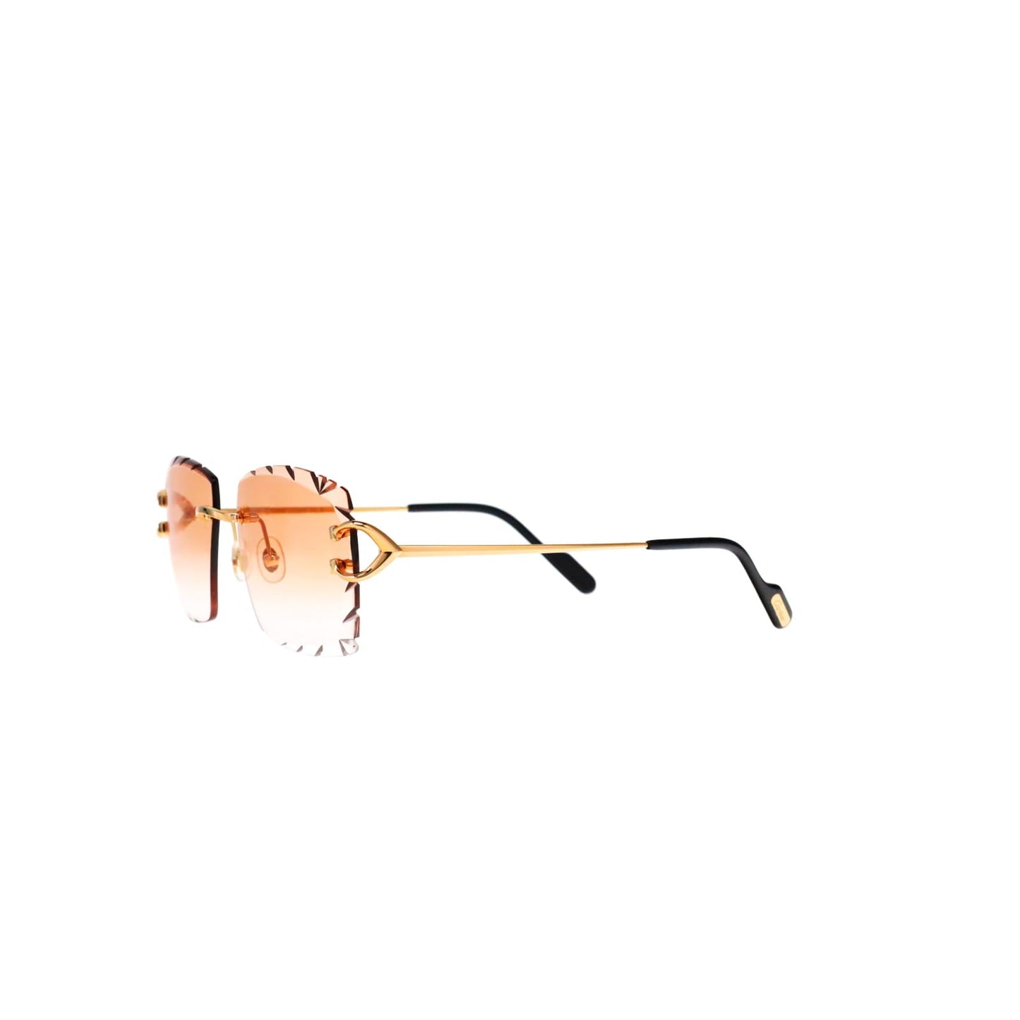 Cartier Custom Vintage Double C Diamond Cut Mykonos Gold Sunglasses by MEG