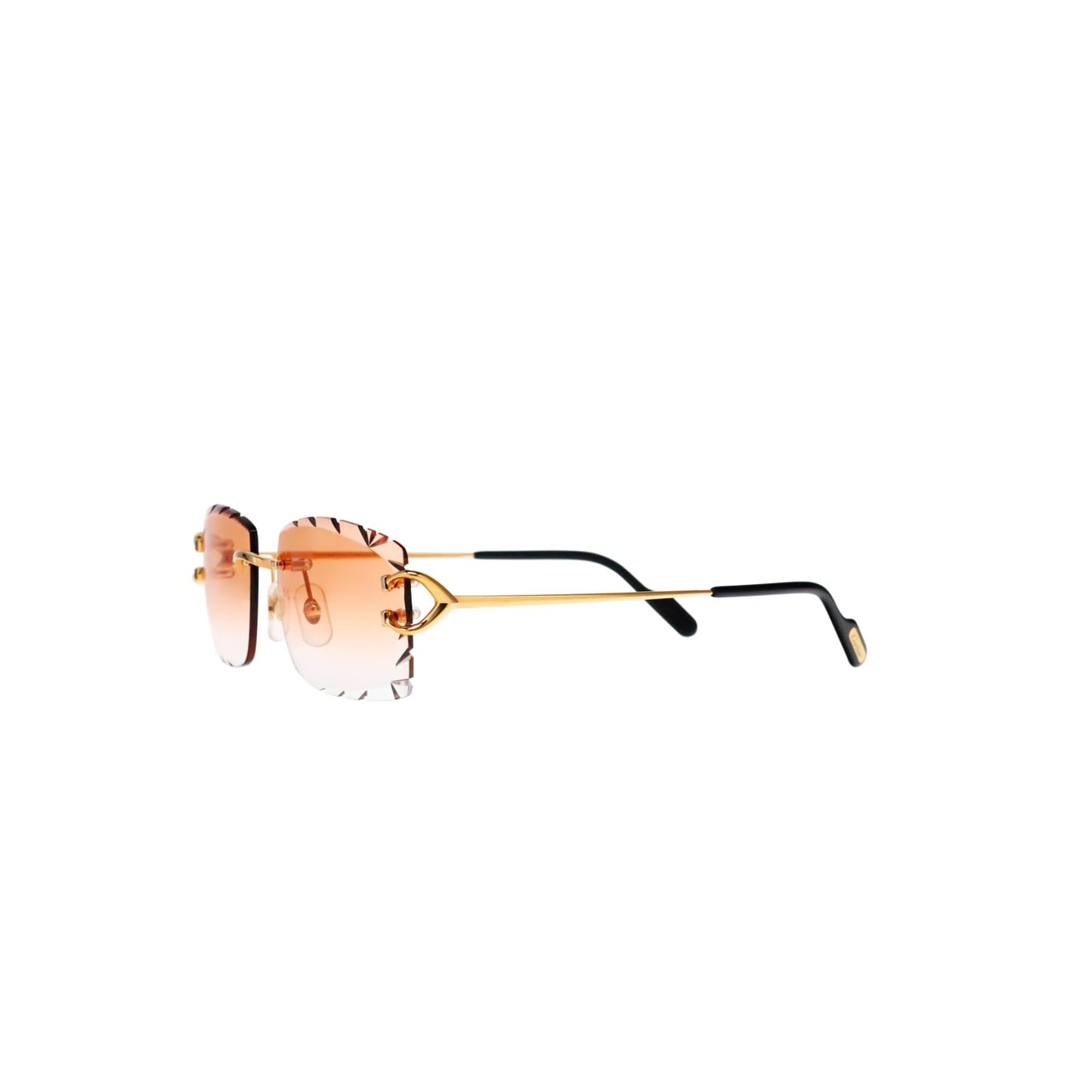 Cartier Custom Vintage Double C Diamond Cut Brooklyn Gold Sunglasses by MEG