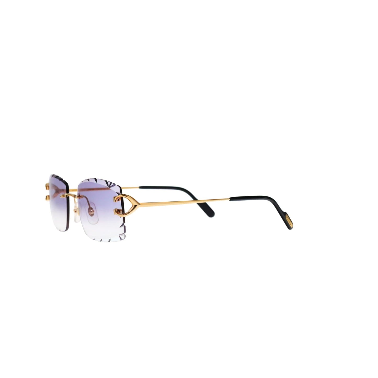 Cartier Custom Vintage Double C Diamond Cut Brooklyn Gold Sunglasses by MEG