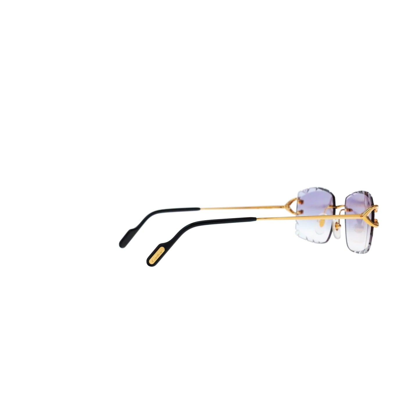 Cartier Custom Vintage Double C Diamond Cut Brooklyn Gold Sunglasses by MEG