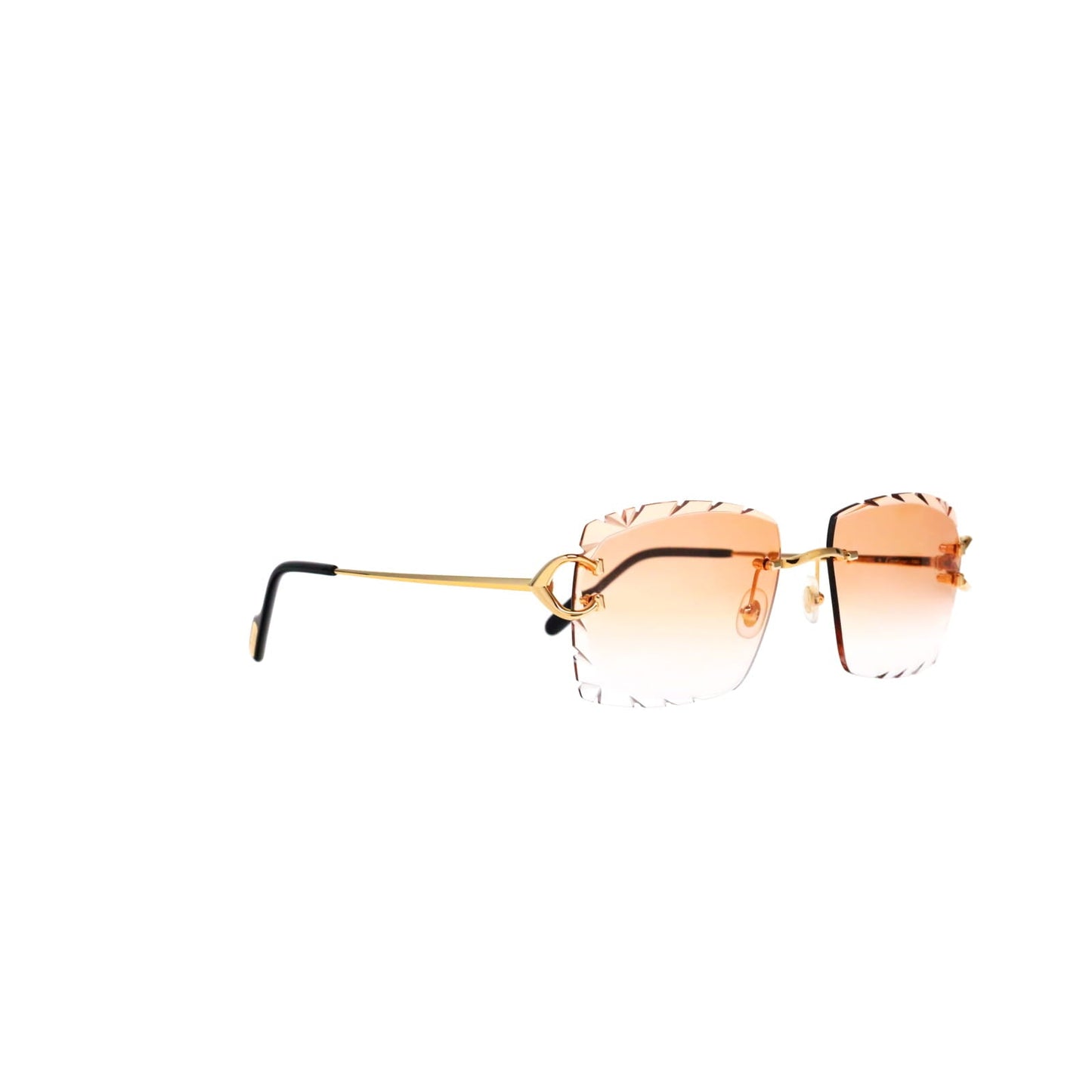 Cartier Custom Vintage Double C Diamond Cut Mykonos Gold Sunglasses by MEG