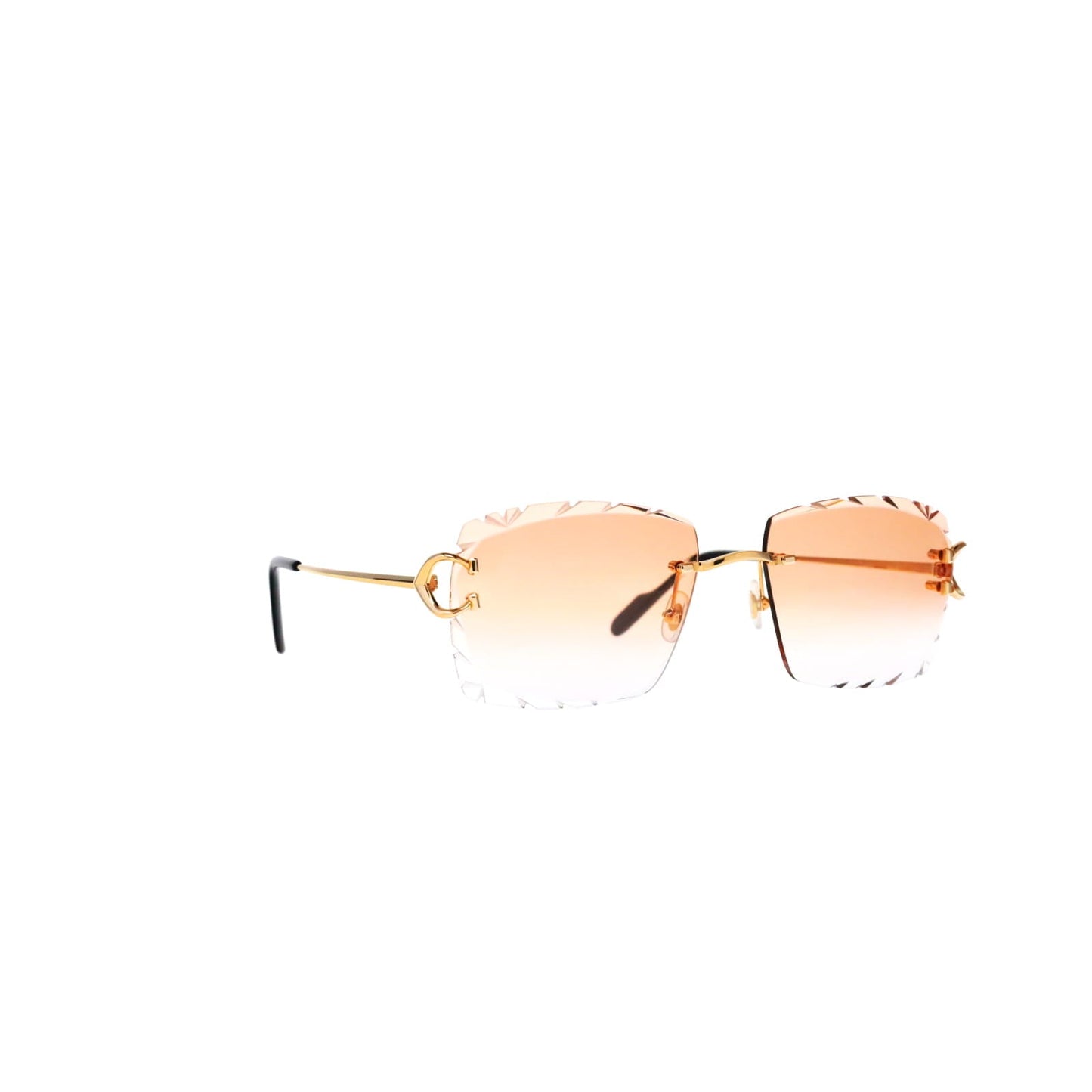 Cartier Custom Vintage Double C Diamond Cut Mykonos Gold Sunglasses by MEG