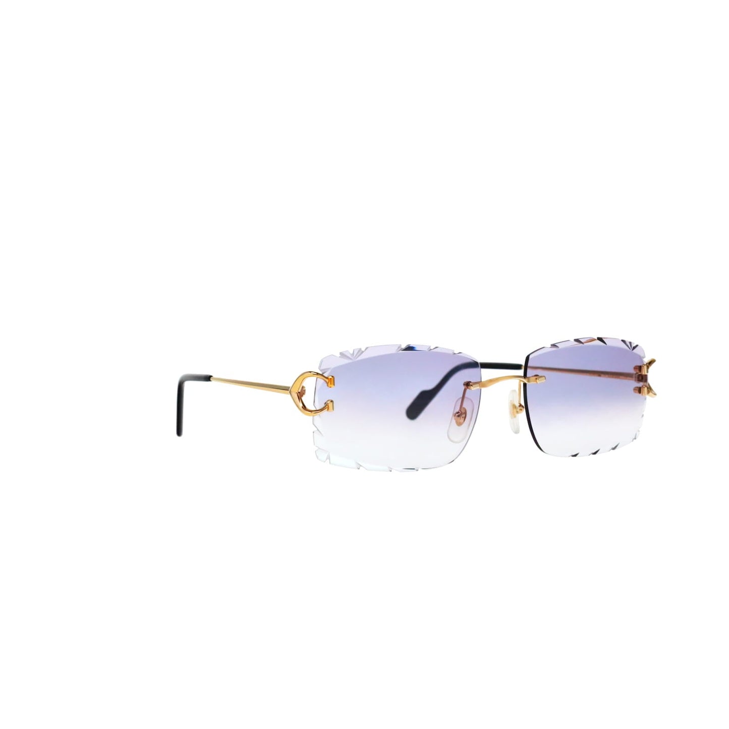 Cartier Custom Vintage Double C Diamond Cut Brooklyn Platinum Sunglasses by MEG