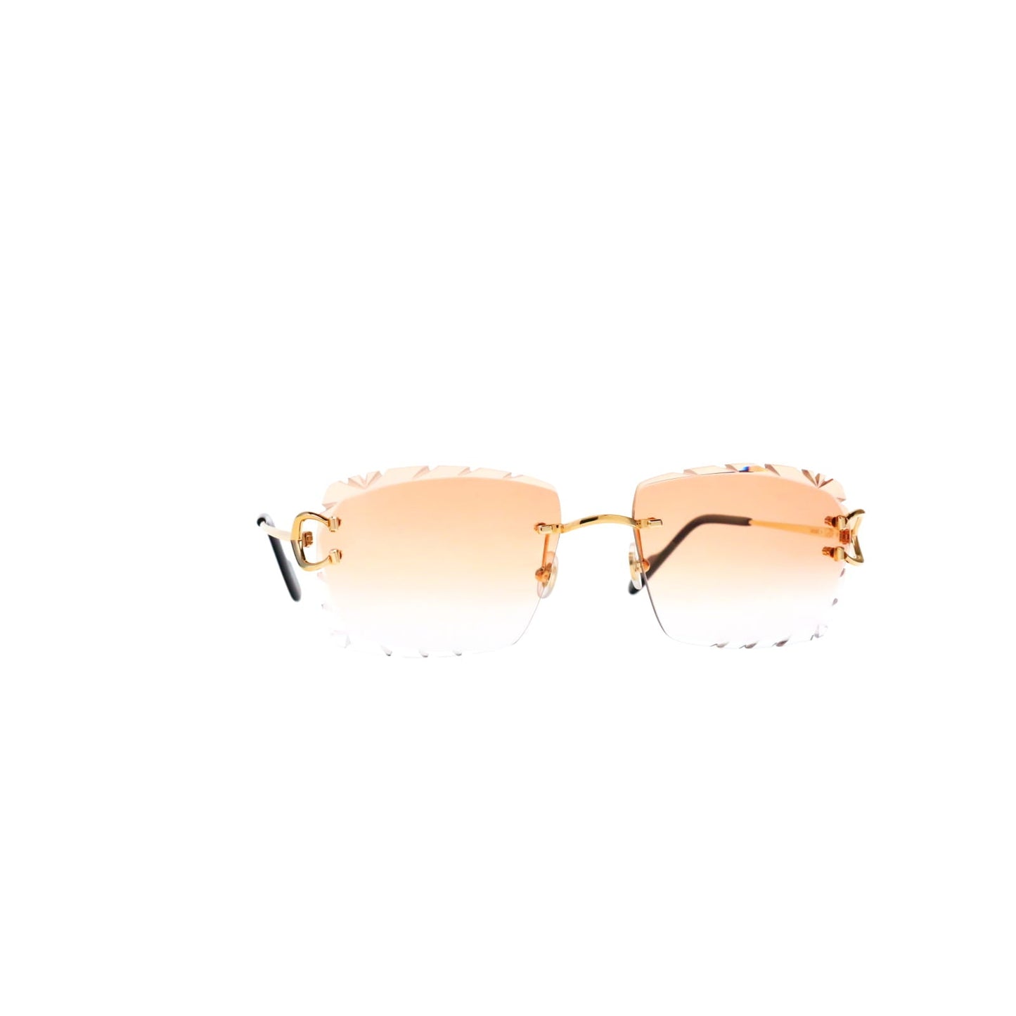 Cartier Custom Vintage Double C Diamond Cut Mykonos Gold Sunglasses by MEG
