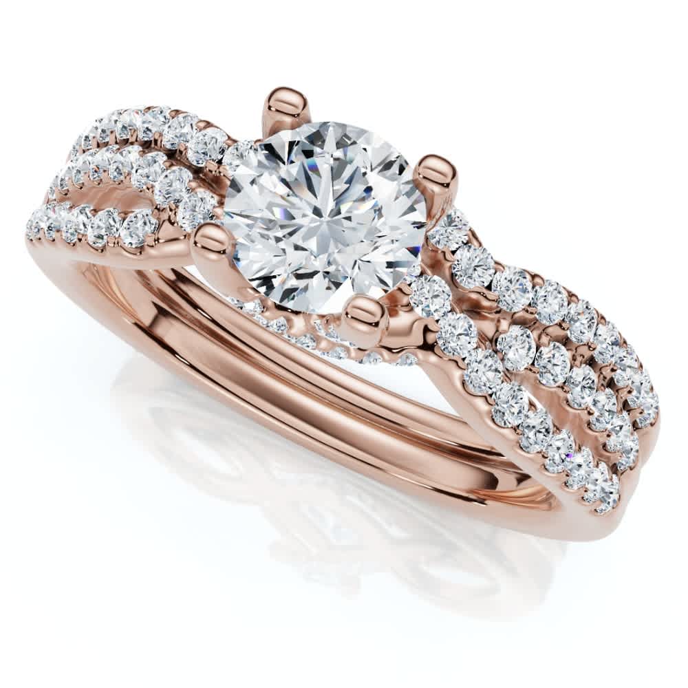 1Ct TW Infinity Engagement Wedding Ring Set 14k Gold Lab Grown