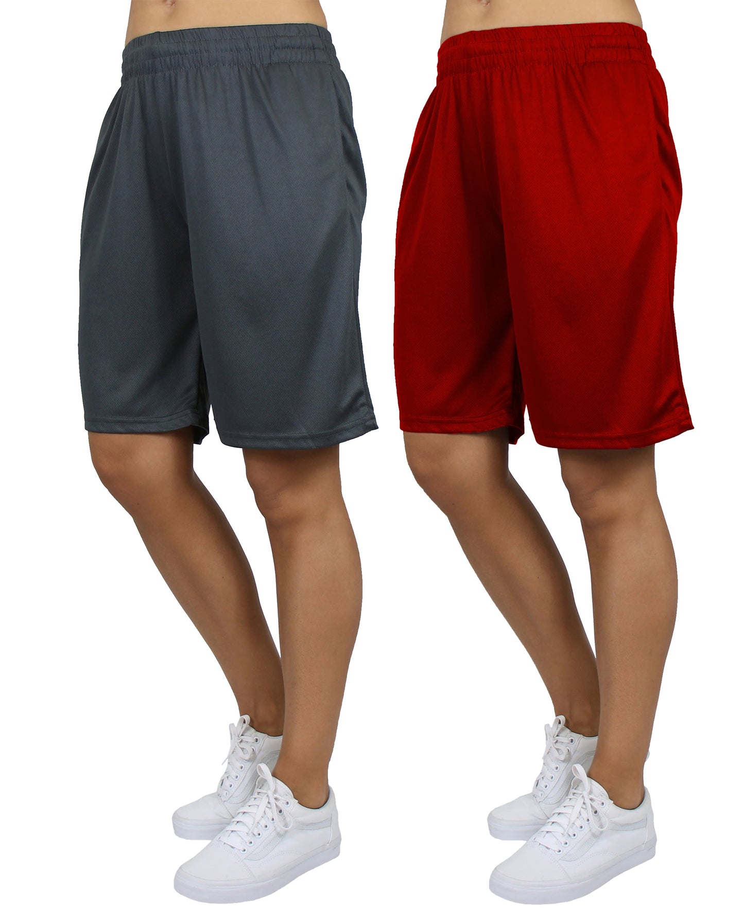 Jump Start Women's Loose Fit Moisture Wicking Performance Mesh Shorts-2 Pack