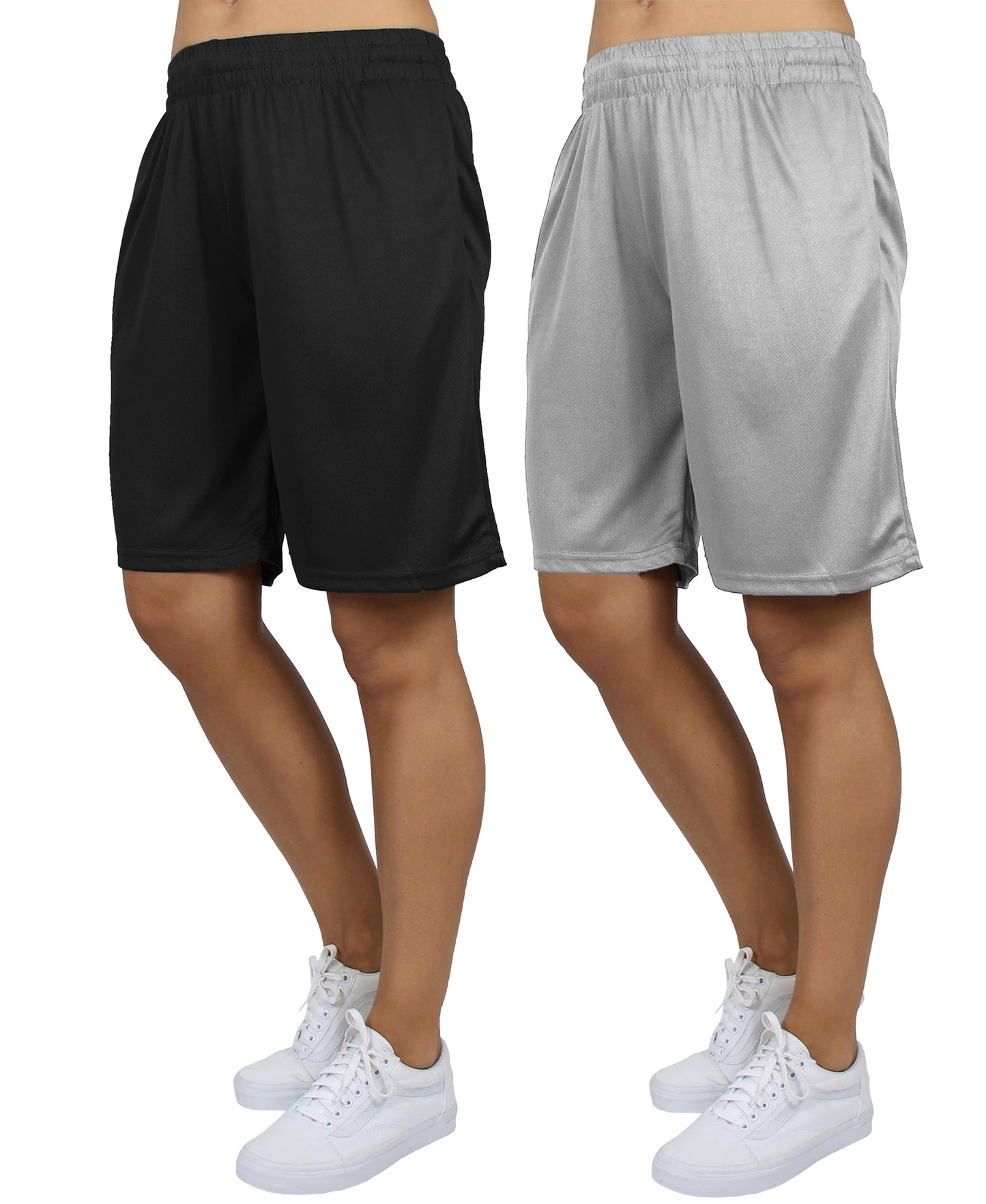 Jump Start Women's Loose Fit Moisture Wicking Performance Mesh Shorts-2 Pack