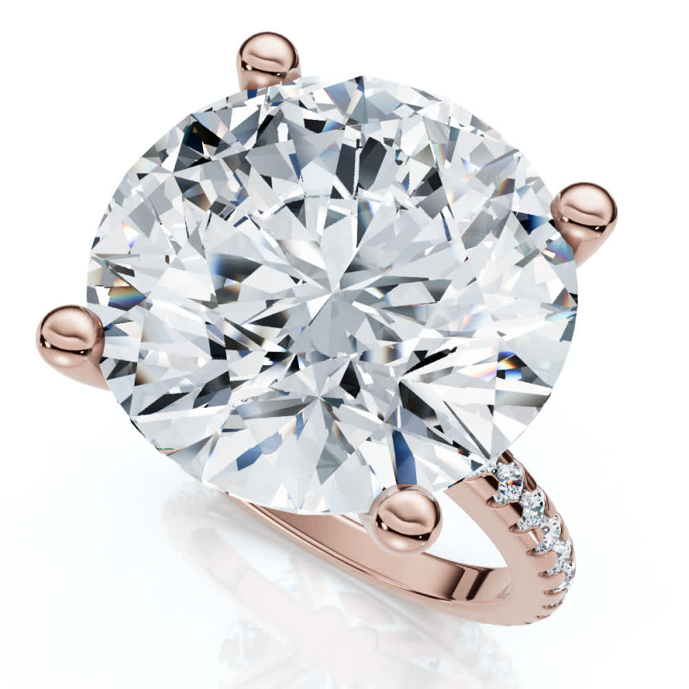 Certified 10 1/3Ct Round Diamond Engagement Ring With Accents 14k Gold Lab Grown
