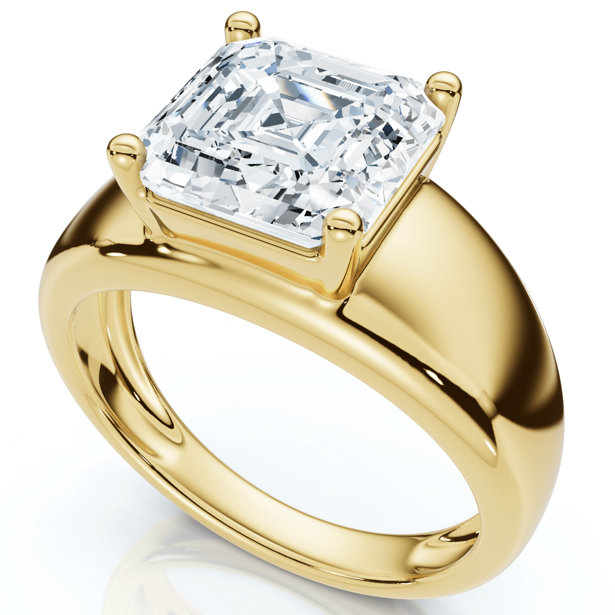 Certified 3Ct Asscher Cut Solitaire Cigar Band 14k Gold or Platinum Lab Grown