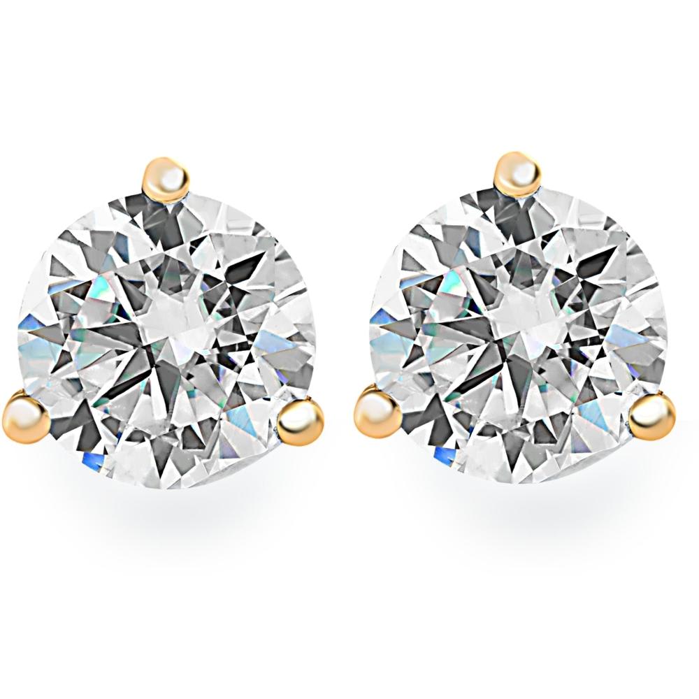 1.25Ct Round Brilliant Cut Natural Diamond Stud Earrings in 14K Gold Martini Setting