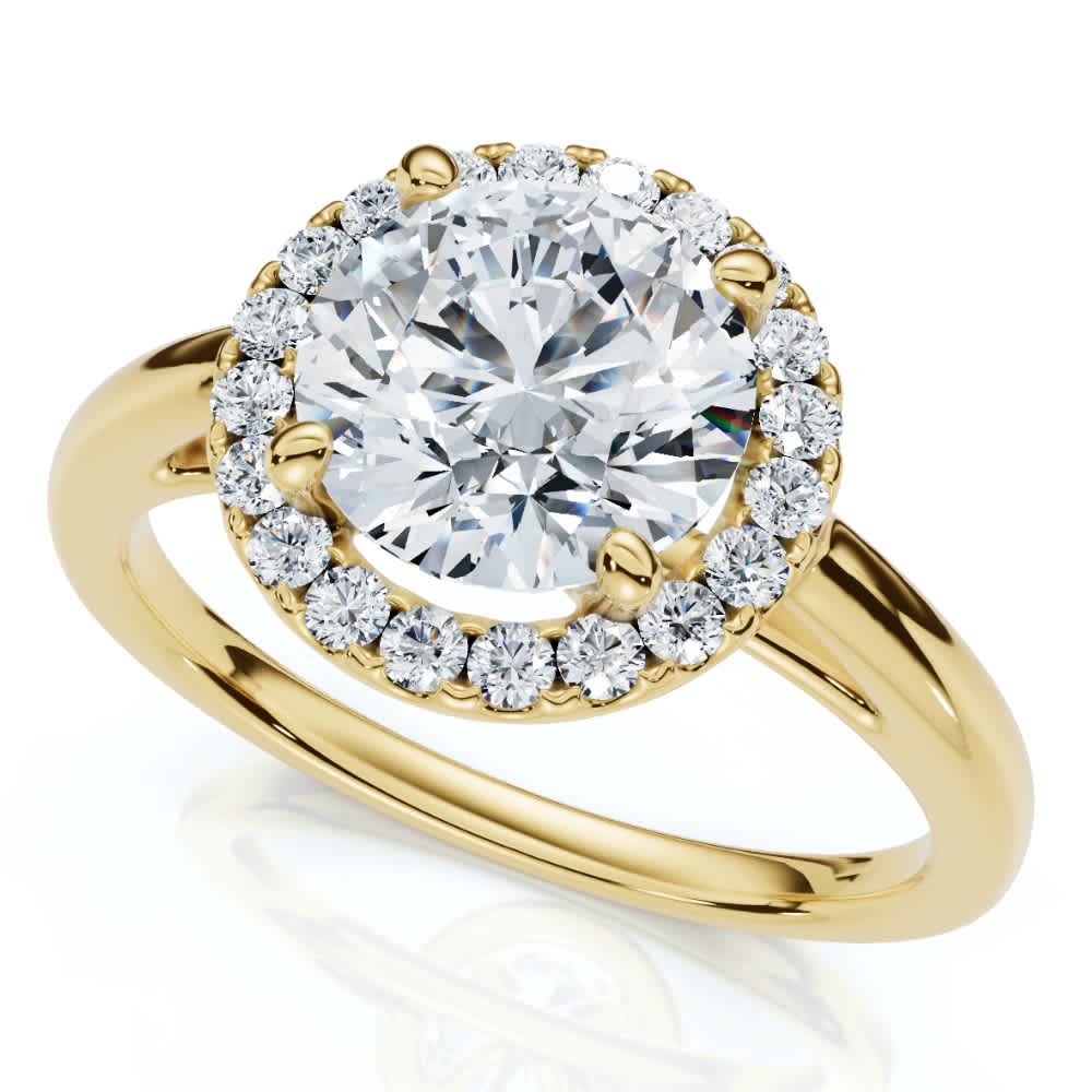 Certified 1 3/4Ct Halo Round Cut Diamond Engagement Ring 14k Gold Lab Grown