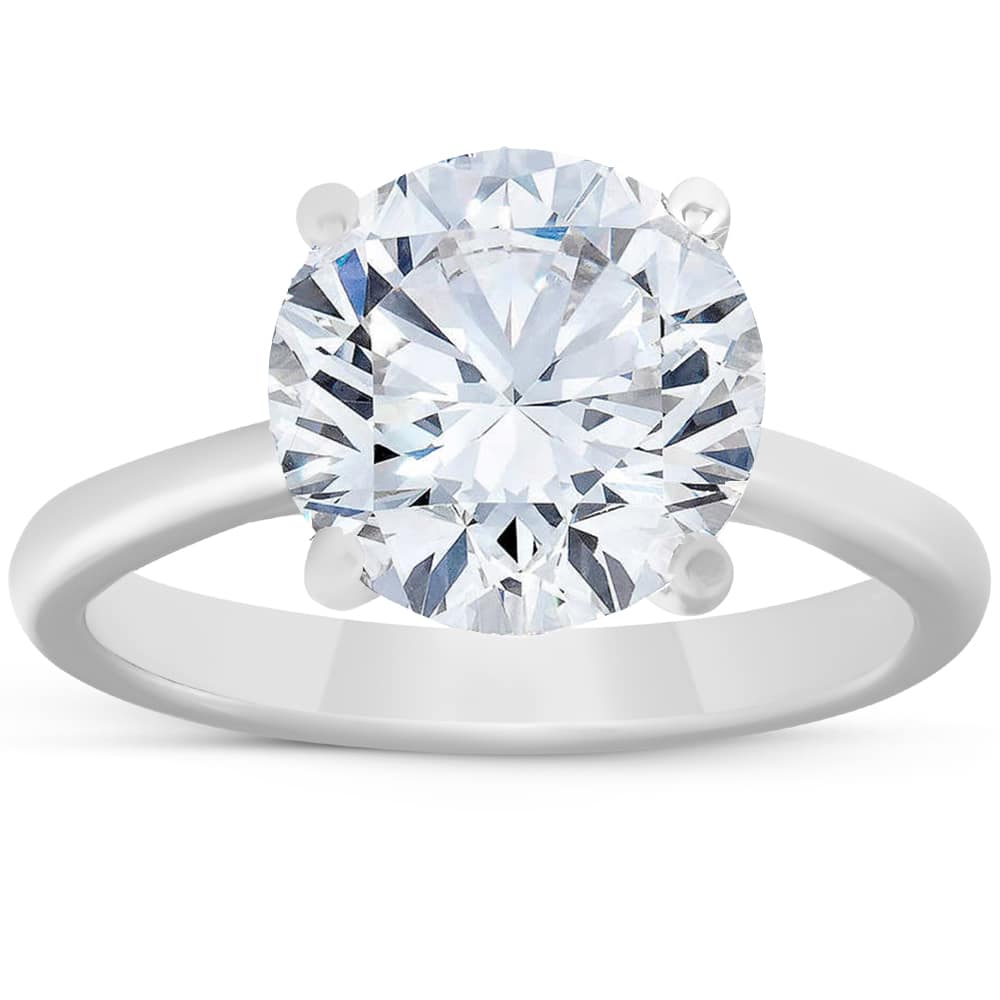 4ct Solitaire Moissanite Engagement Ring 14k White Gold 10MM