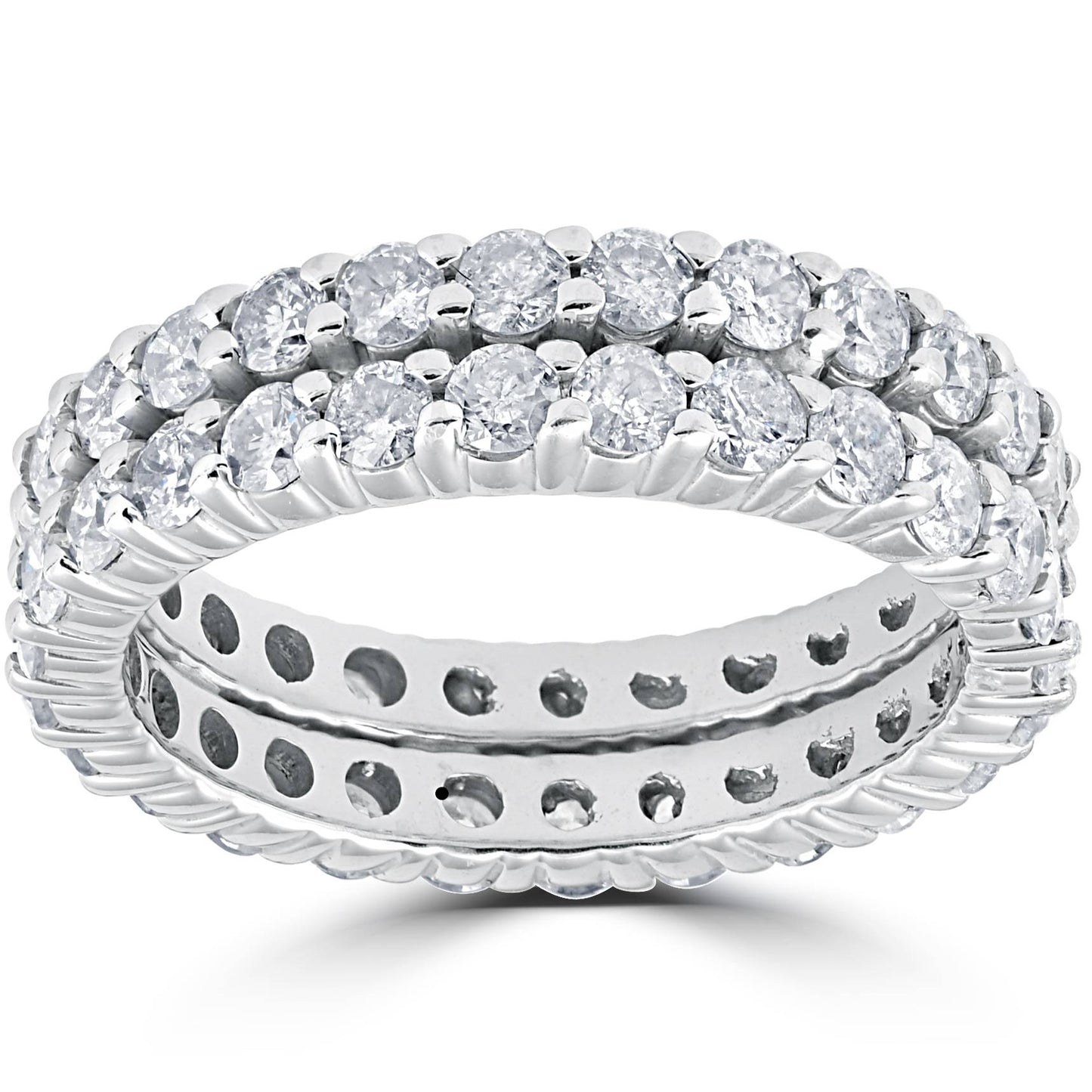 3ct Diamond Eternity Double Row 14K White Gold Size Selectable