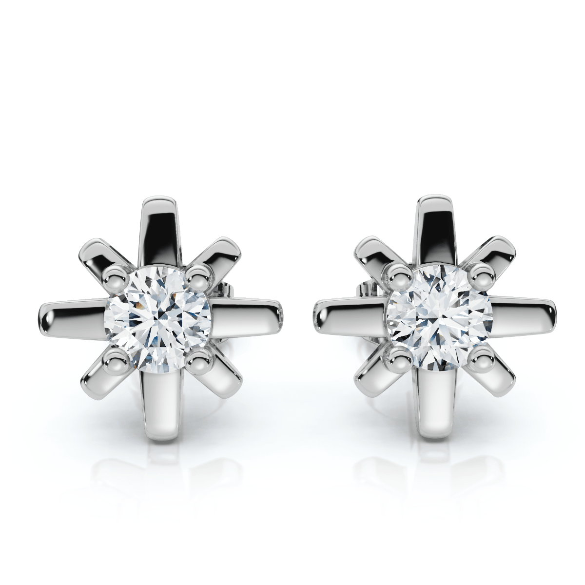 1/3Ct Diamond Starburst Diamond Studs 14k Gold Lab Grown Earrings 1/3" Wide