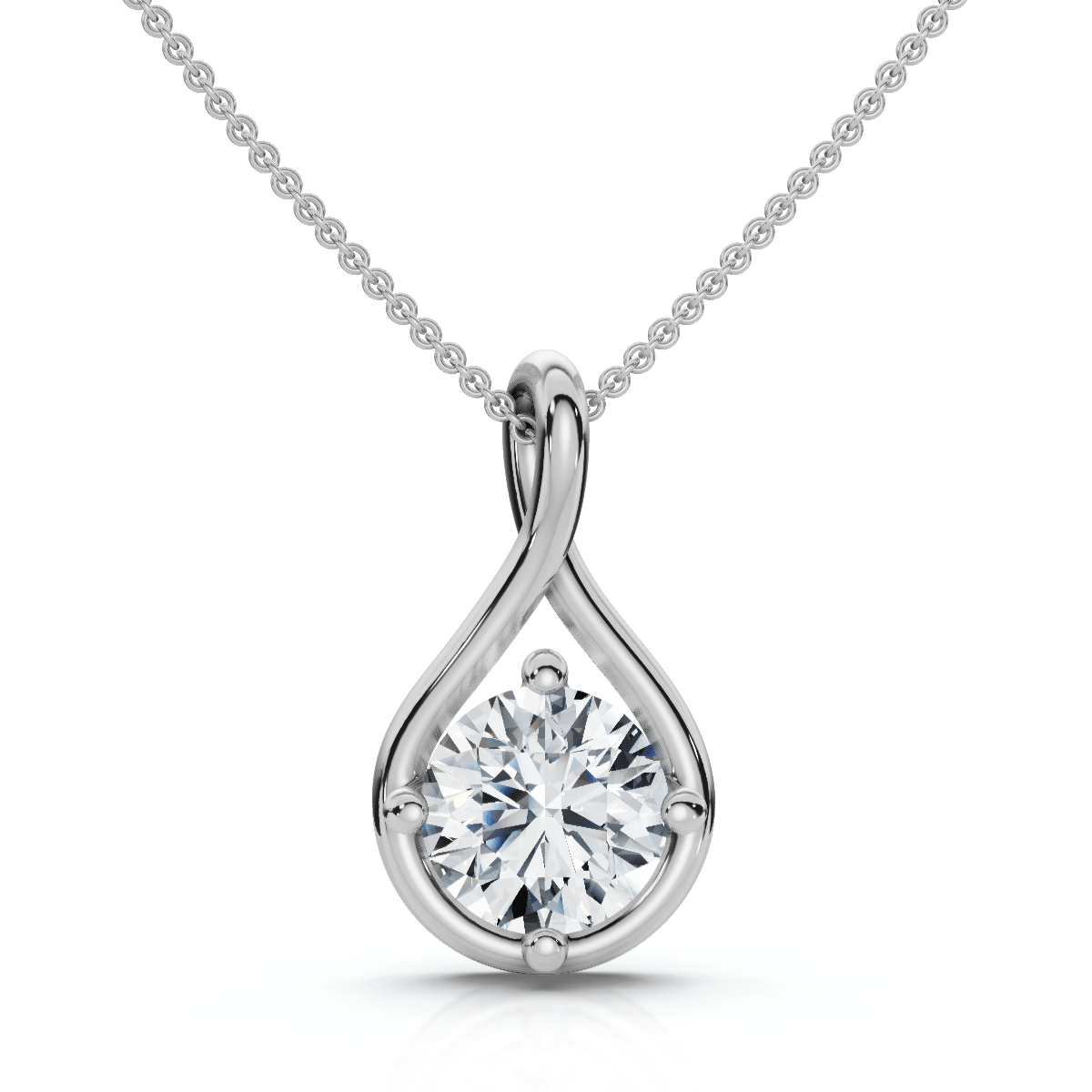 1Ct Diamond Infinity Pendant 14k Gold Necklace 18" Lab Grown EF/VS