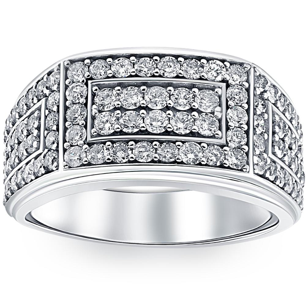 2Ct Diamond Mens Ring in 10k White or Yellow Gold