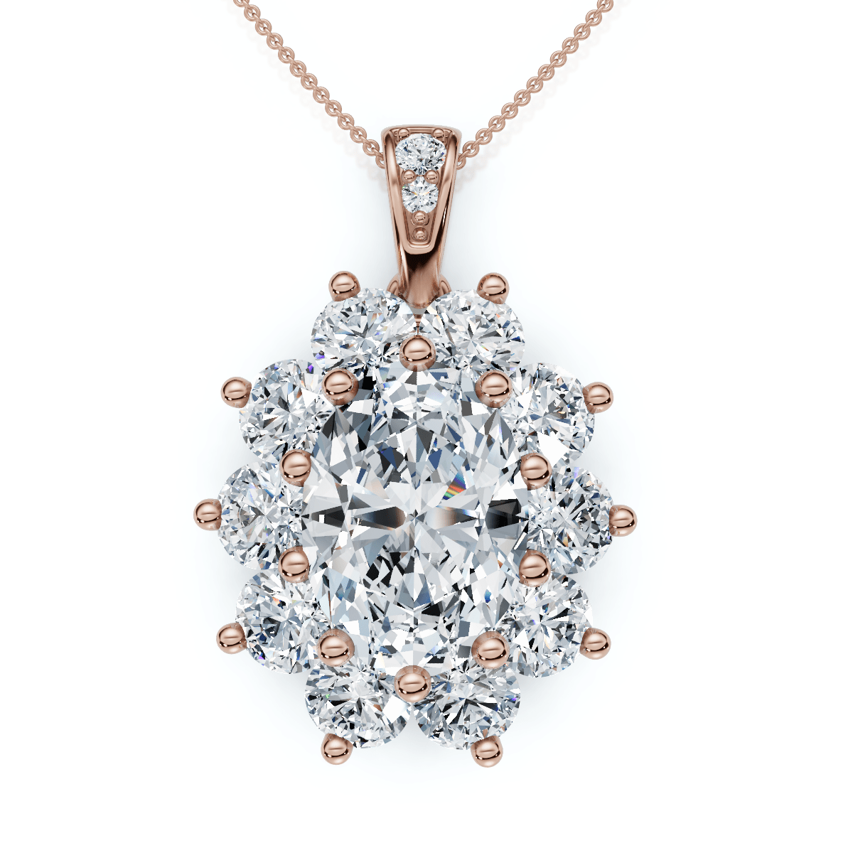 Certified 8 1/2Ct Oval Diamond Pendant 14k Gold Lab Grown 1.25" Tall