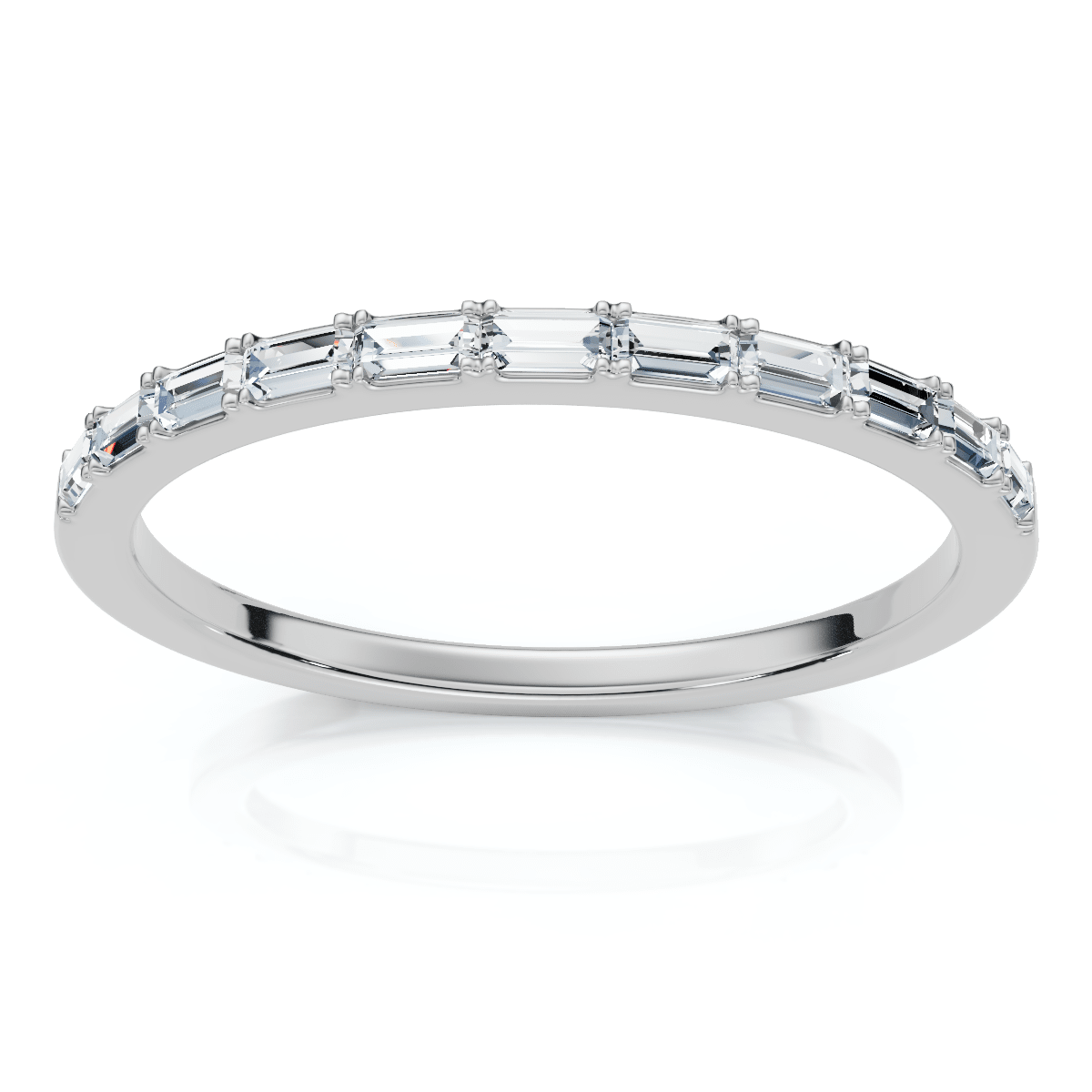 Thin Baguette Diamond Stackable Women's Wedding Ring 14k Gold Lab Grown