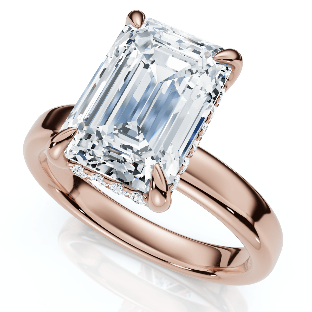 Certified 2.60Ct Emerald Cut Hidden Halo Diamond Engagement Ring Gold Lab Grown