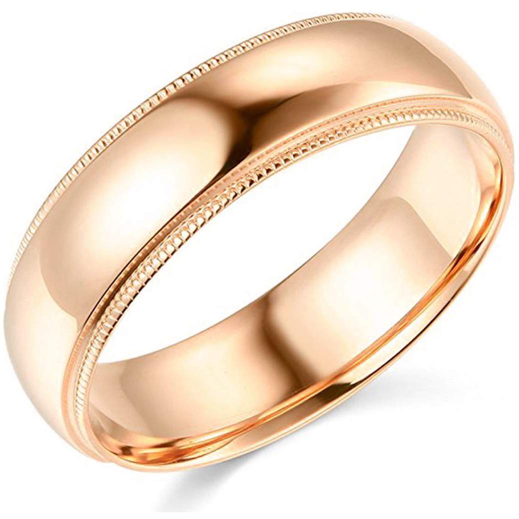 7mm Milgrain Plain High Polished Dome Wedding Band 10k White, Yellow, Rose Gold