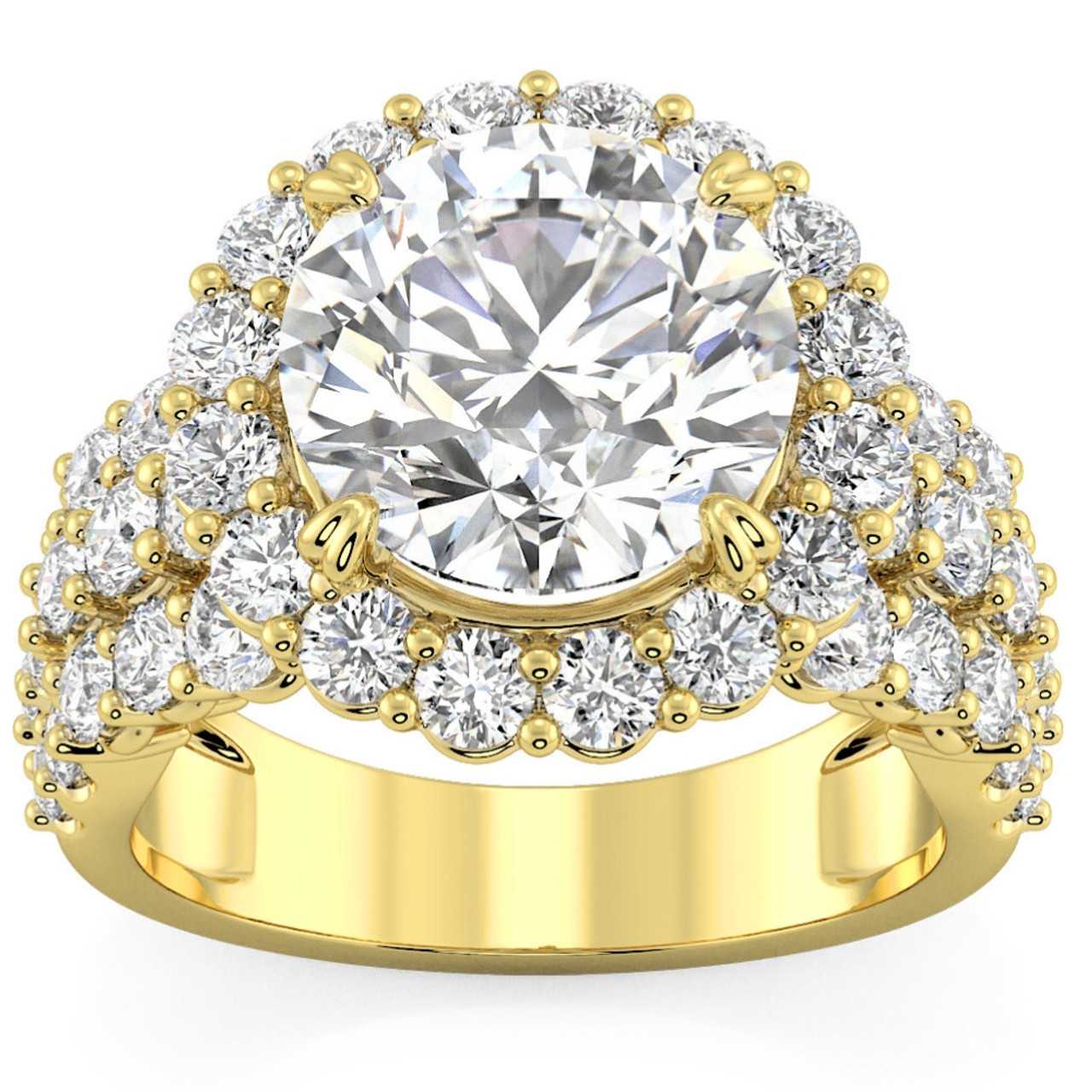 Certified 5Ct Diamond Multi Row Engagement Ring 14k Gold Lab Grown