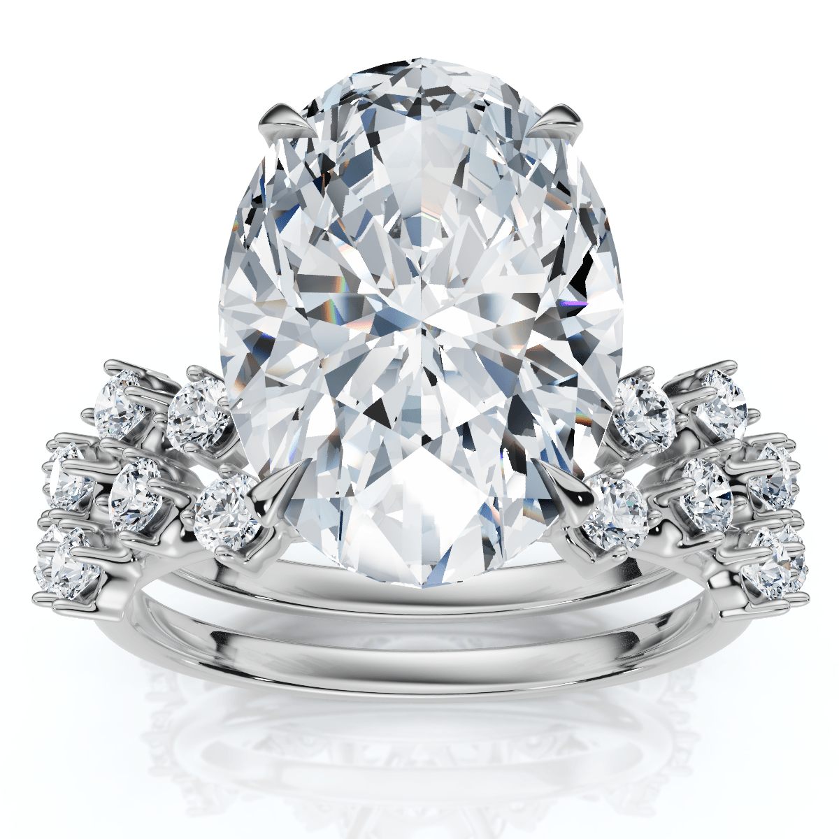 Certified 5 1/2Ct Oval Diamond Engagement & Wedding Ring 14k Gold/Pt Lab Grown