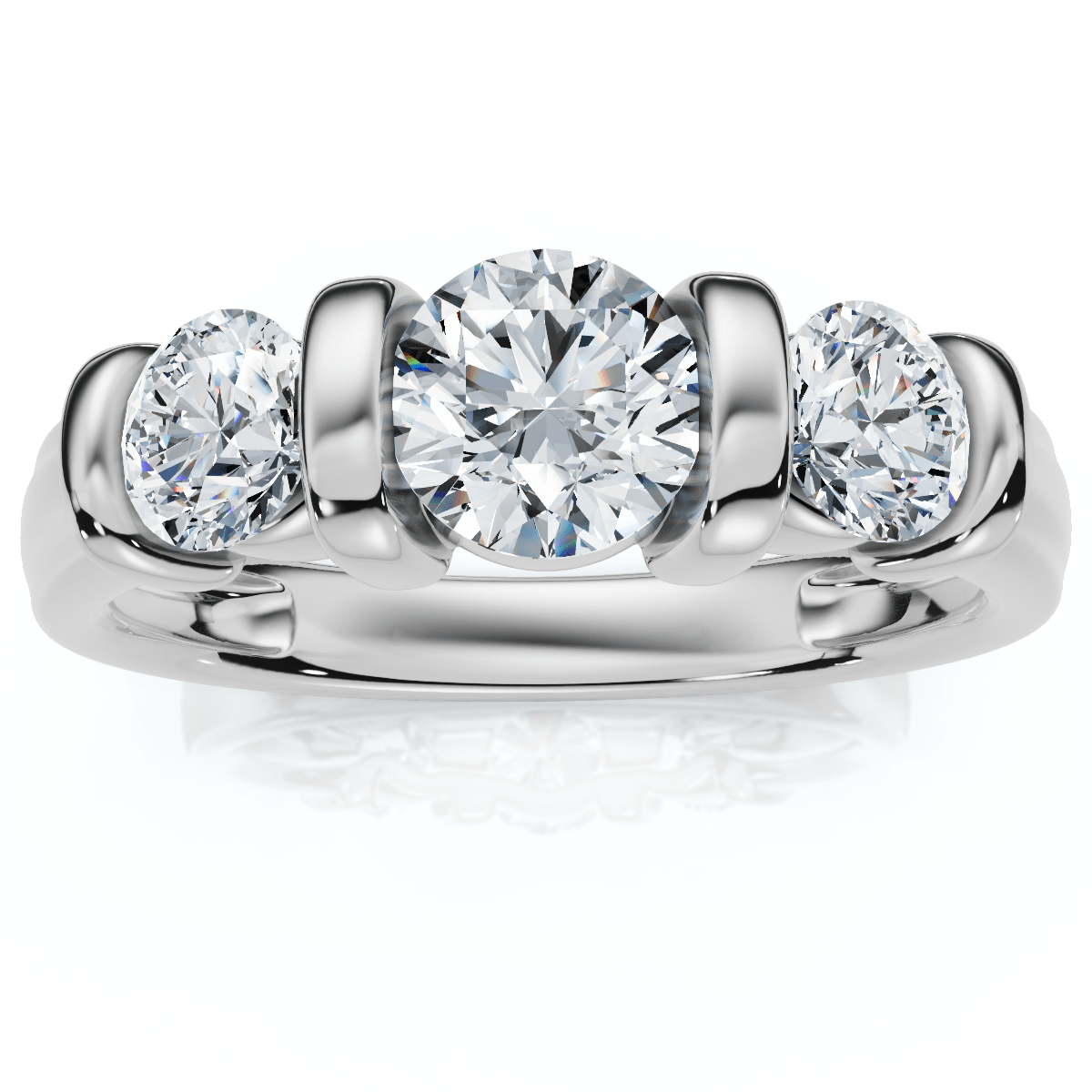 1ct 3-Stone Bar Set Engagement Ring 10K Lab Grown