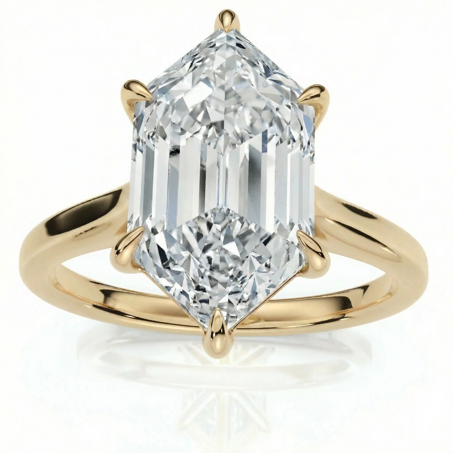 Certified 3Ct Vireo Elongated Hexagon Diamond Engagement Ring 14k Gold Lab Grown