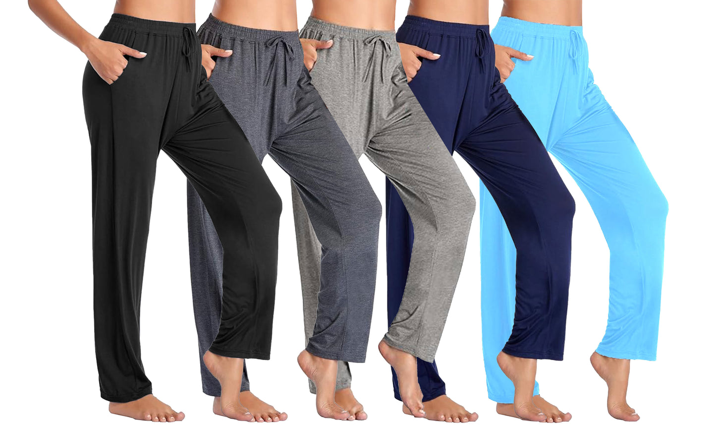 Blue Ice Women's Loose  Fit Classic Lounge Pants-5 Pack