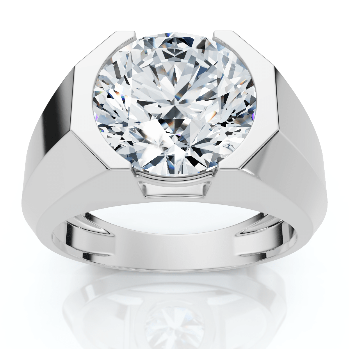 Certified 5 Ct Elon Signature Men's Bezel Diamond Ring Lab Grown