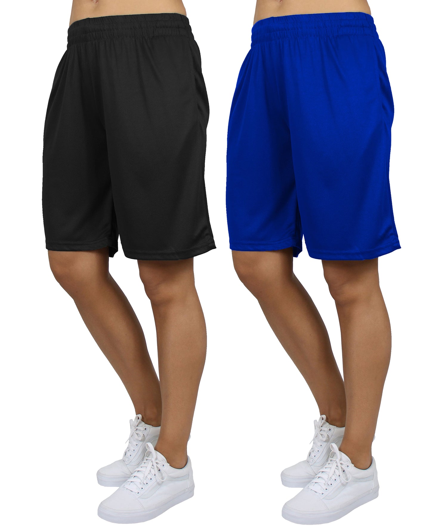 Jump Start Women's Loose Fit Moisture Wicking Performance Mesh Shorts-2 Pack
