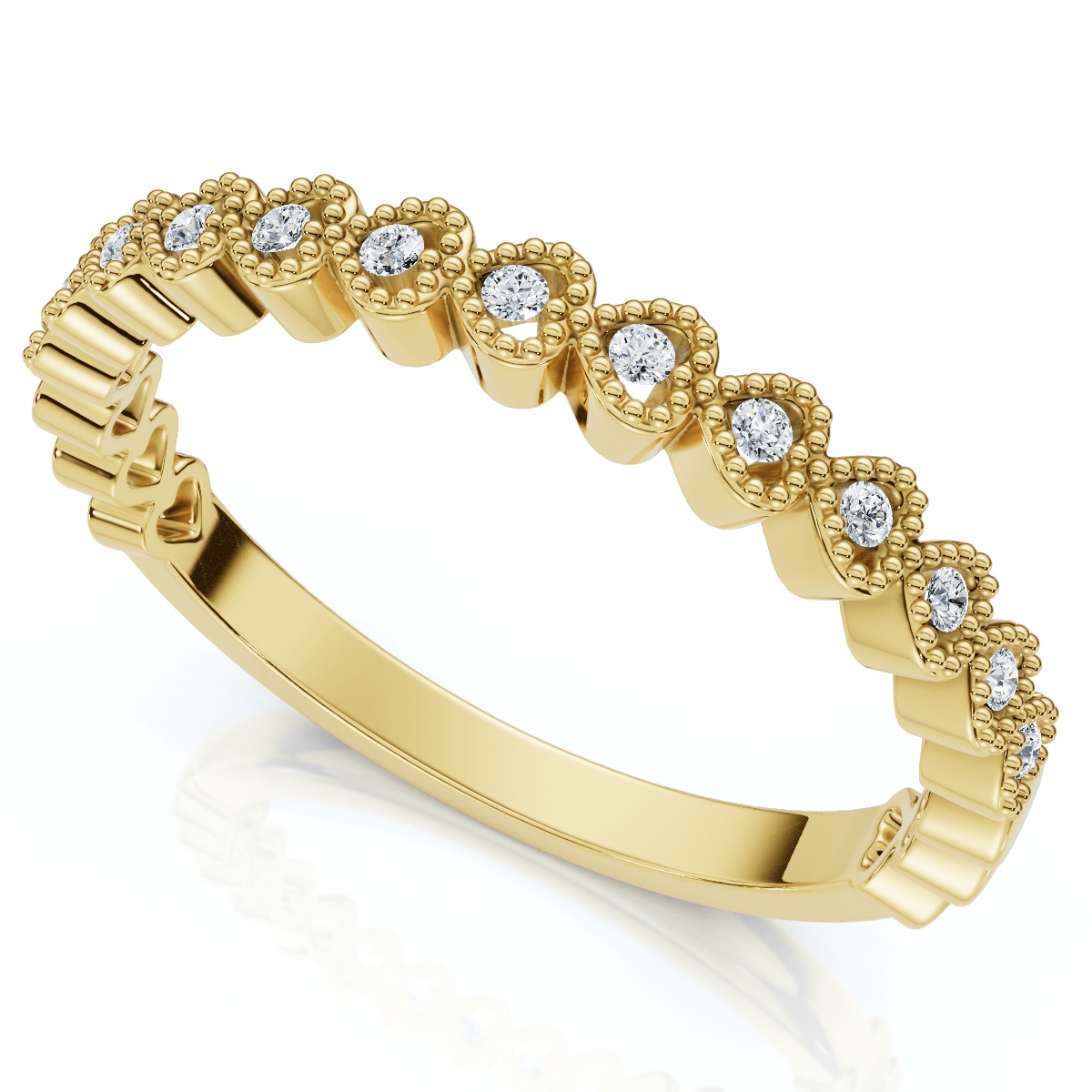 Stackable Women's Wedding Diamond Anniversary Heart Band 14k Gold Lab Grown
