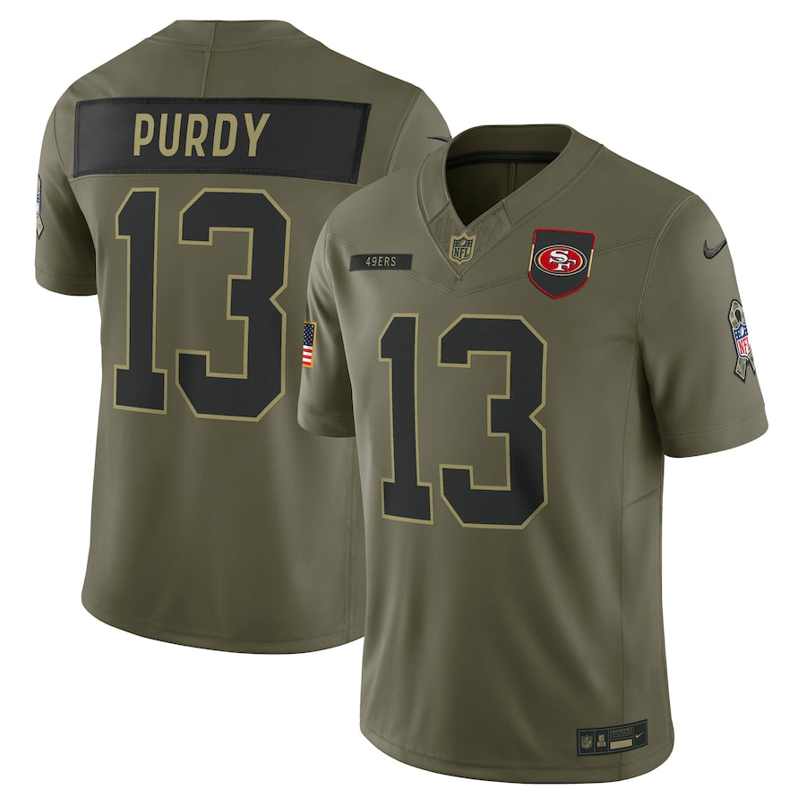 Brock Purdy San Francisco 49ers 2025 Salute to Service Limited Jersey - Olive