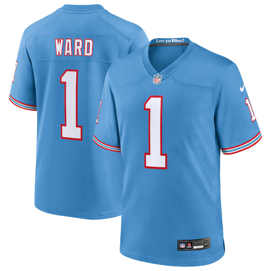 Cameron Ward Tennessee Titans 2025  Draft First Round Pick 2nd Alternate Game Jersey - Light Blue