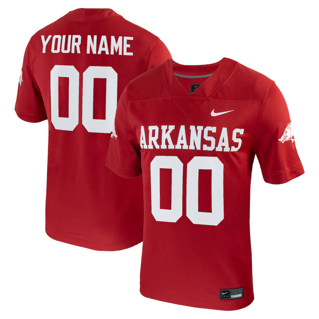 Arkansas Razorbacks Custom Football Game Jersey - Cardinal