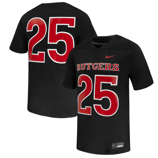 #25 Rutgers Scarlet Knights Game Jersey - Black