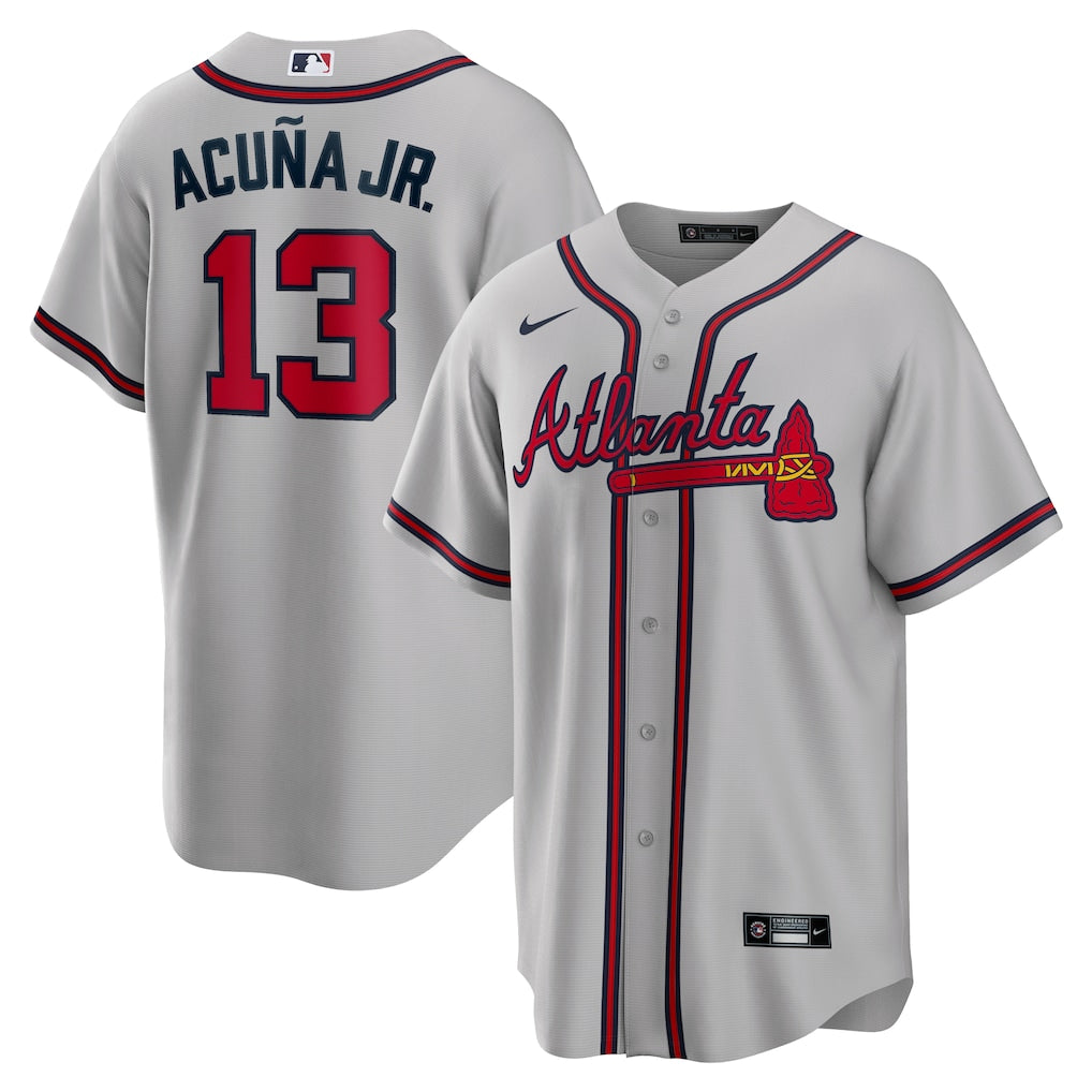 Ronald Acuna Jr. Atlanta Braves Player Name Jersey - Gray