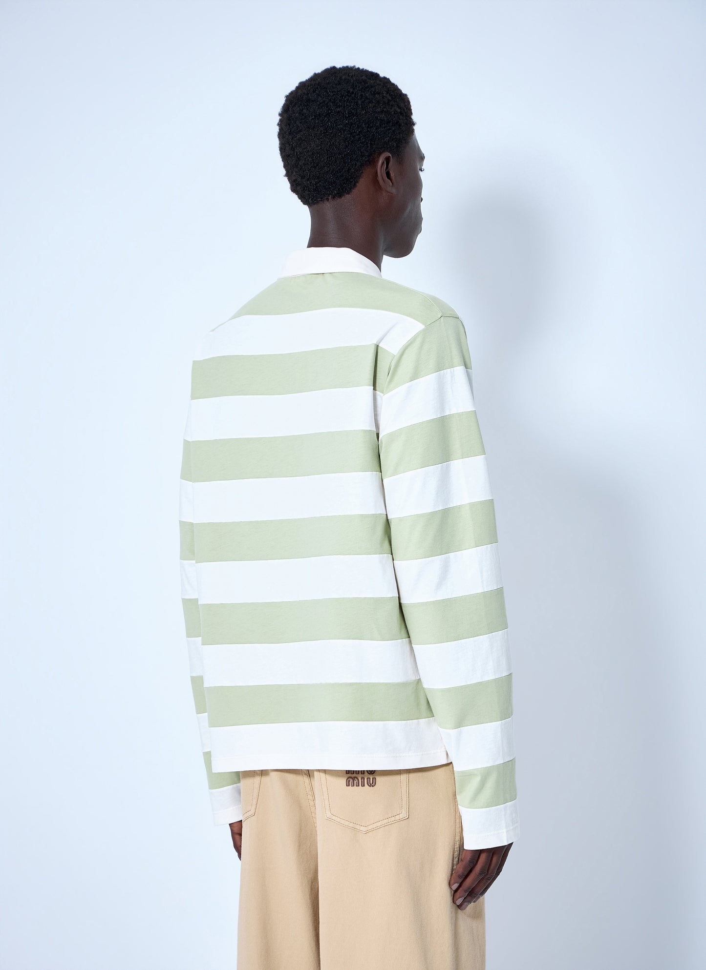Miu Miu Men Striped Jersey Polo Shirt