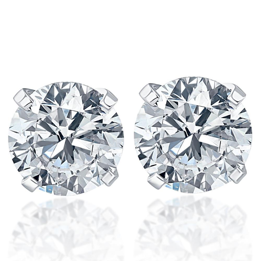 2.00Ct Round Brilliant Cut Natural Diamond Stud Earrings 14K Gold Classic Setting