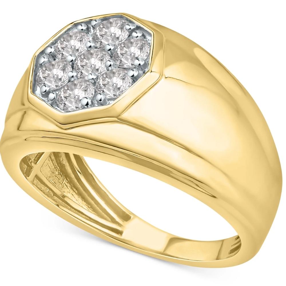 1Ct Men's 7 Stone Diamond Ring in 14k Gold Lab Grown