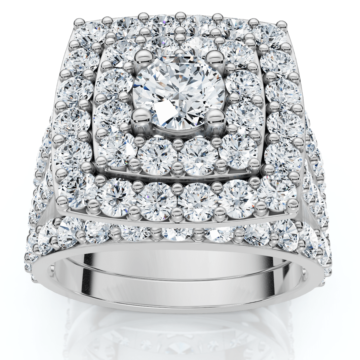 3Ct Cushion Halo Diamond Engagement Wedding Ring Set Lab Grown 10k
