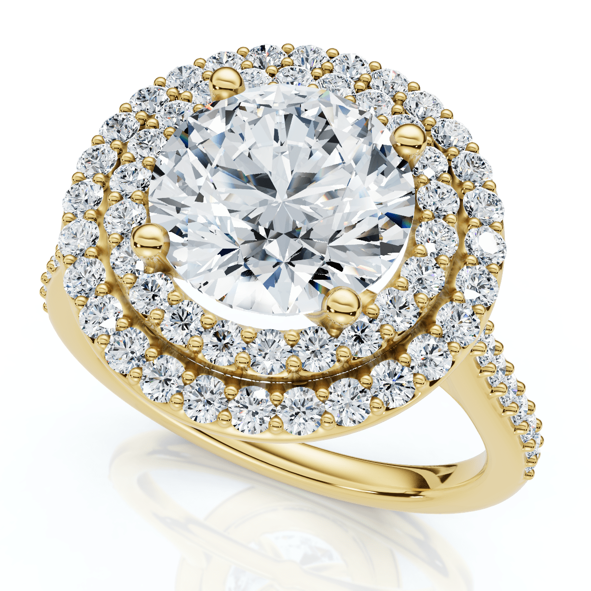 Certified 2 1/2Ct Double Halo Diamond Engagement Ring 14k Gold or Pt Lab Grown