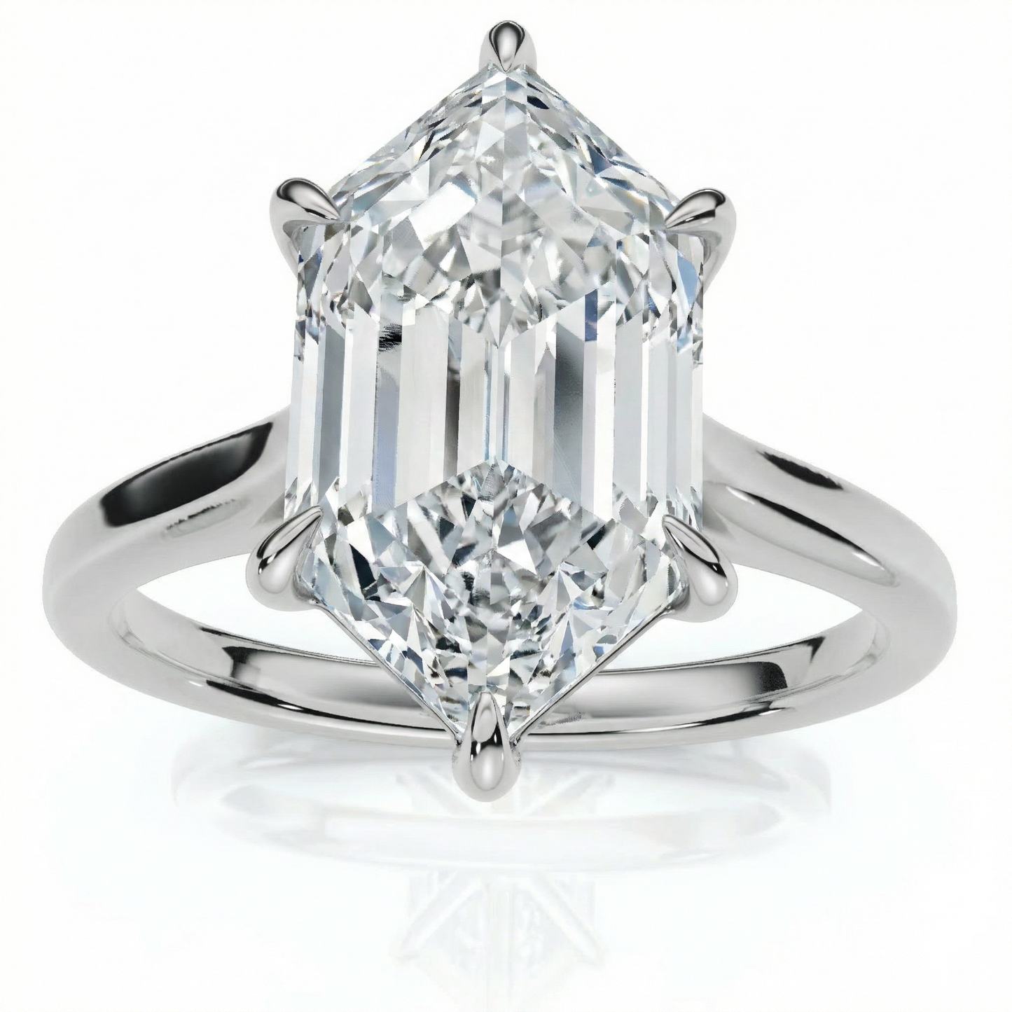 Certified 3Ct Vireo Elongated Hexagon Diamond Engagement Ring 14k Gold Lab Grown